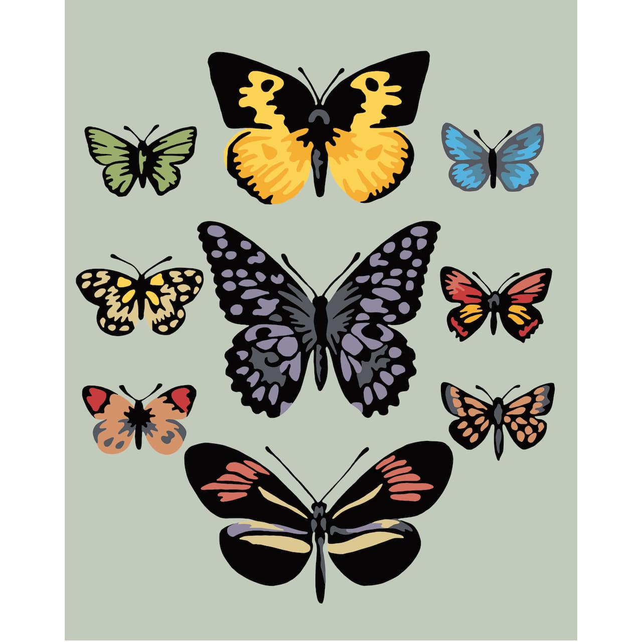 8" x 10" Butterflies Paint-by-Number Kit with Wood Display Hanger by Artist's Loft®
